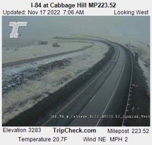 UPDATE: I-84, OR 204 open, winter conditions causing slick roads